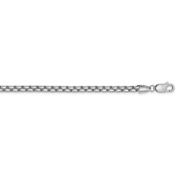 14k White Gold Hollow Round Box Chain Necklace, 18 Inch